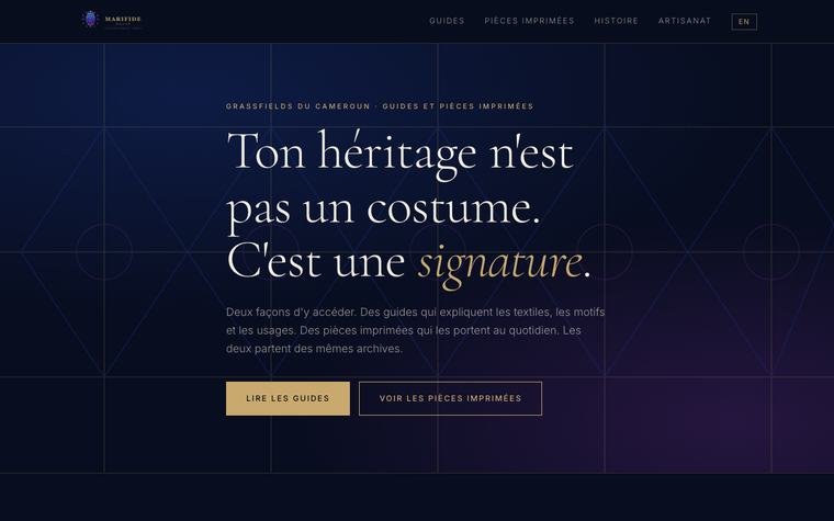 Page d'accueil du site Marifide.