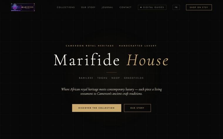 Page d'accueil du site Marifide House.